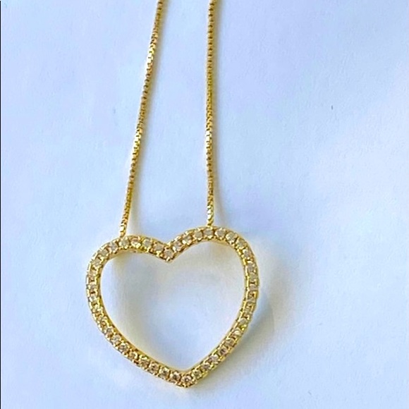 Open Heart Cubic Zirconia Necklace - Picture 5 of 10